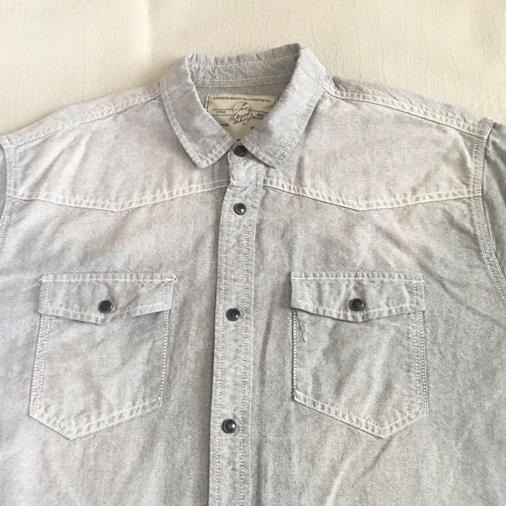 VTG Jack South LONDON Original Shirt Mens XXL Pearl Snap WASHED OUT Gray UK